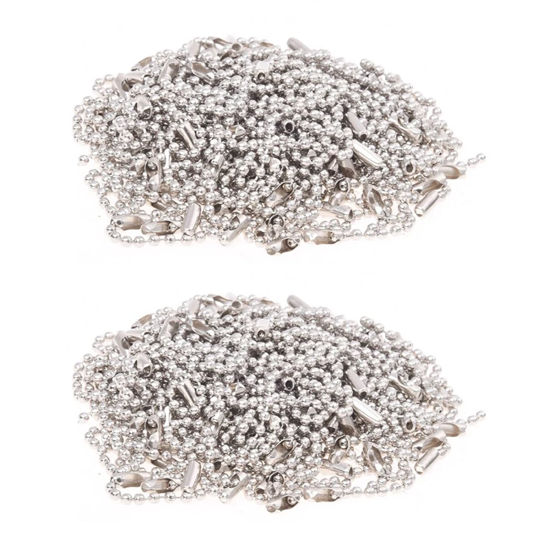 

200 Pcs 3.5 Inch Long 0.09 Inch Bead Dia Connector Clasp Ball Chain Keychain