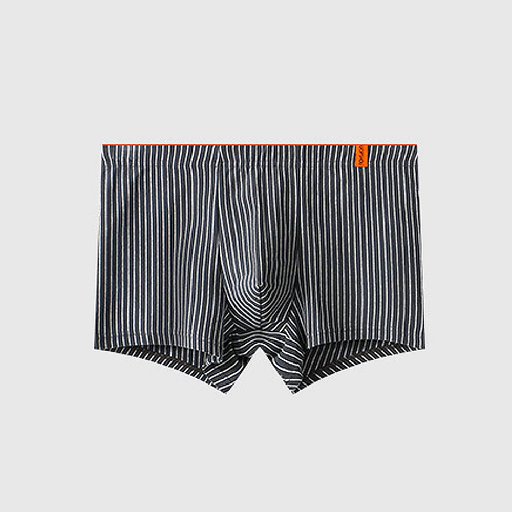 

Men Striped Sports Pouch Panties Breathable Cotton Sleep Underpants Quality Loose Comfortable Shorts Briefs Pants Leisure Mens