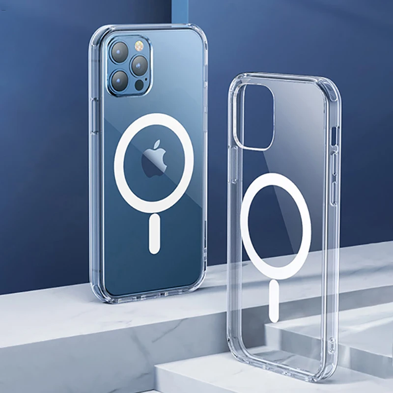 

For Magsafe Magnetic Transparent Protection Case iPhone 14 13 Mini 12 11 Pro Max Cover Wireless Charging Phone Cases Accessories