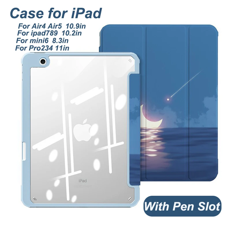 

Tablet Case with Pencil Slot for iPad 7 8 9 10.2 Mini 6 8.3 inch Air 4 5 10.9 for iPad Pro11 2021 9th Generation Funda Cover