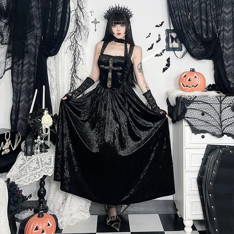 Осенне-весеннее новое стильное темное готическое сексуальное облегающее платье