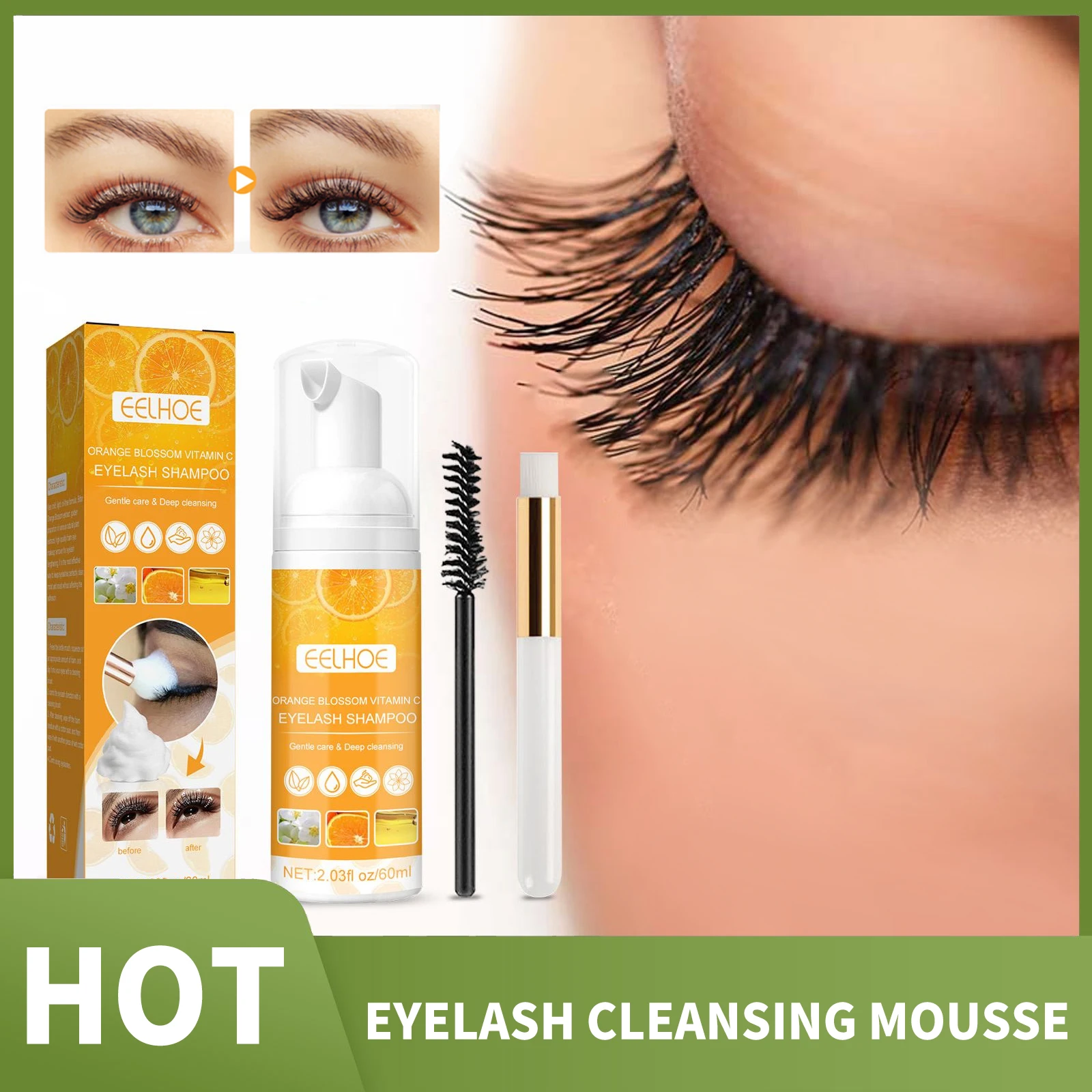 

Eyelash Extensions Brush Shampoo Kit Gentle Eye Lash Lashes Glue Cleansing Foam Mousse Pump Design No Stimulation Makeup Clean