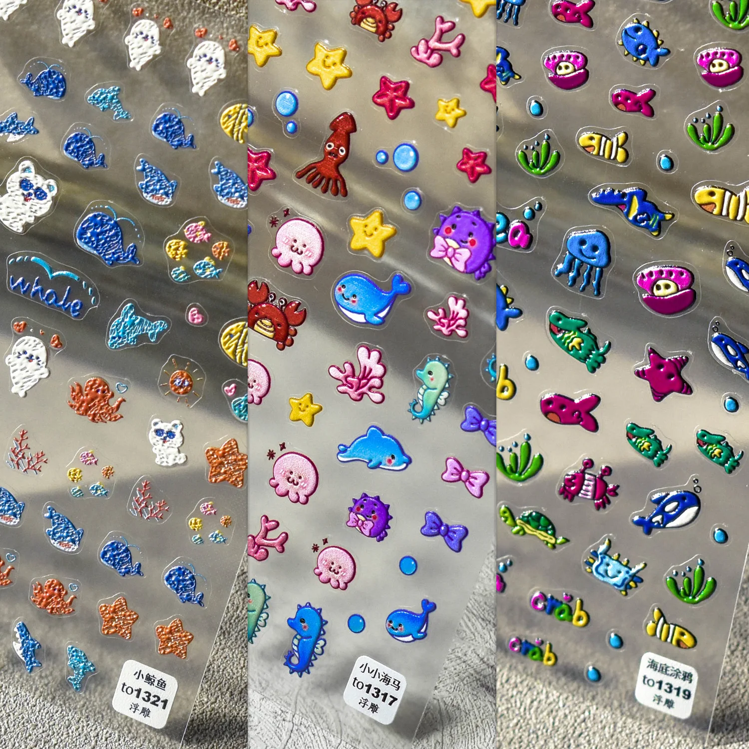 

1Pc Spring Water Nail Decal and Sticker 5D Sea Seabed Nail Sticker Flower Summer Slider for Manicuring Nail Art Decoration