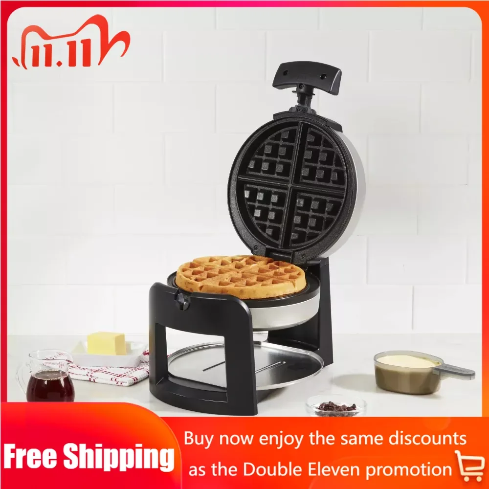 

Round Flip Waffle Maker Electric Waffle Machine Mini Waffleras Makers Pan Iron Making Machines Kitchen Appliances Home
