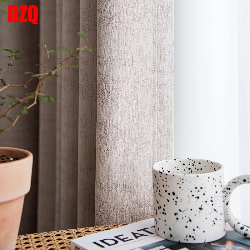 

Curtains for Living dining Room Bedroom Cream Curtain Milk Tea Pink White Pink Purple Chenille Flannel