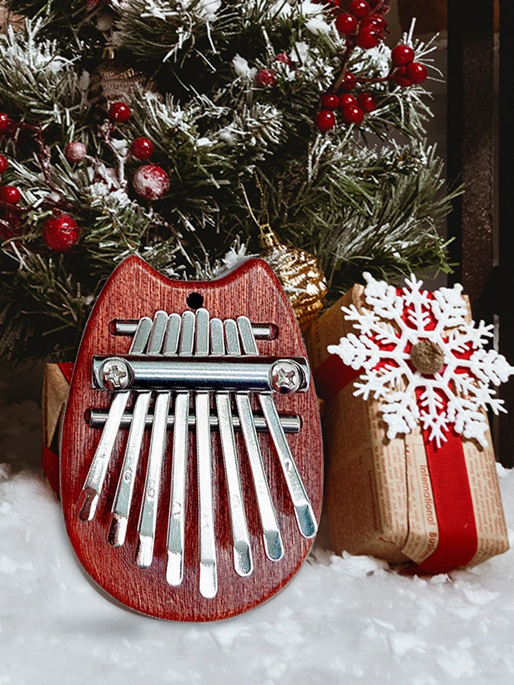 8-клавишное мини-пианино Kalimba с деревянным пальцем и ремешком музыкальный