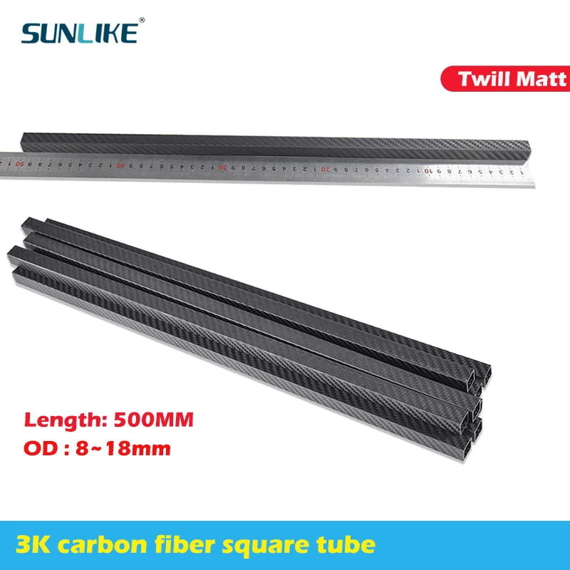 

1Pcs 3K Full Carbon Fiber Square Tube Length 500MM OD 8MM 10MM 12MM 14MM 15MM 16MM 18MM Twill Matte Surface Roll Carbon Tube