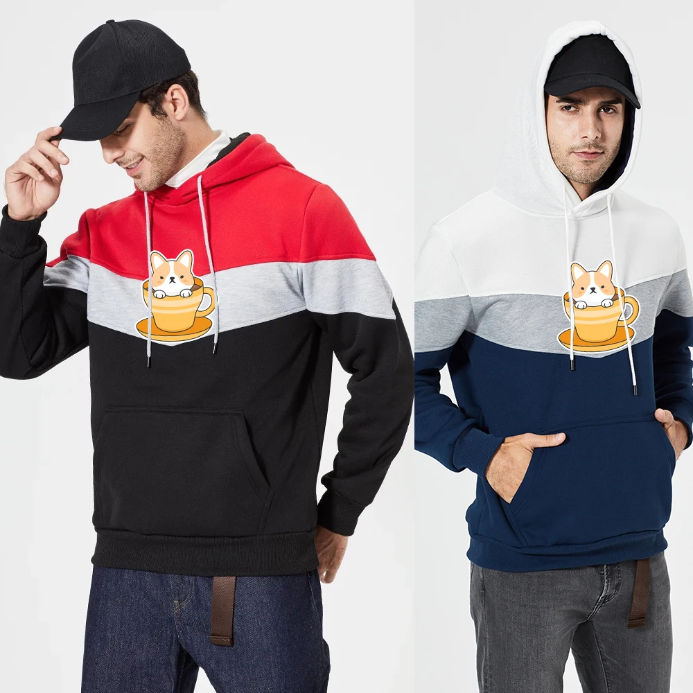 

Men's Fleece Hoodies Oversized Dog Printed Hooded Fleece Sports Casual Sweatshirts Pullover Male Clothes Streetwear Hoody
