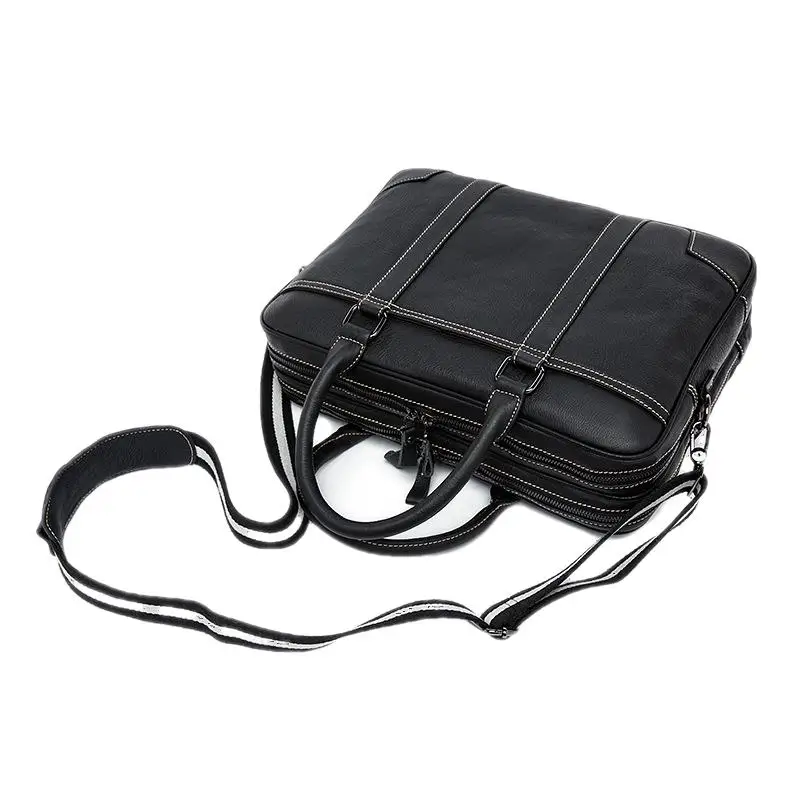 Business Genuine Leather Men Briefcase Office Man Handbag Large Capacity Shoulder Bag Male Crossbody Bag 15.6 Inch Laptop Bag