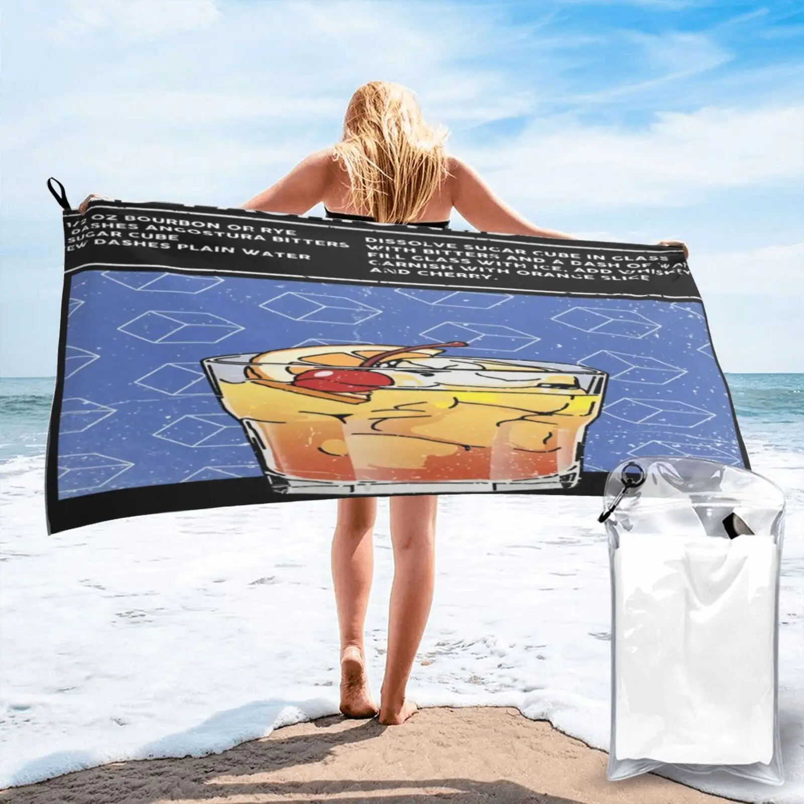 

Old Fashioned Mixed Drink Cocktail Beach Towel Beach Towel Xxl Beach Towel Bath And Shower Towel Beach Beach Beach Cover Beach