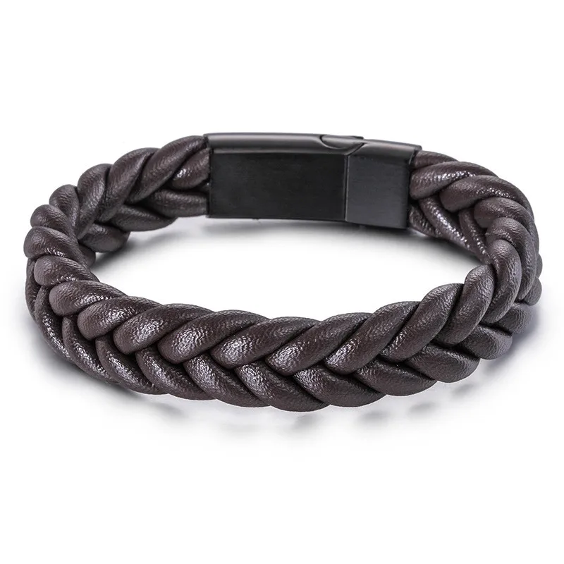 Мужской кожаный браслет с магнитной застежкой в стиле панк | Украшения и