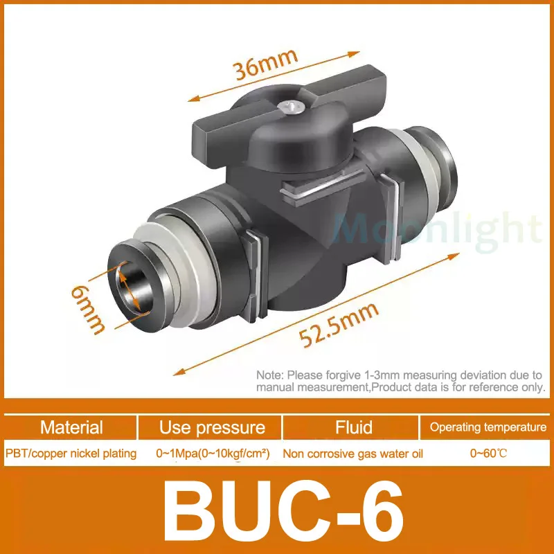 

Черный пневматический соединитель BUC BUG 4-12 мм