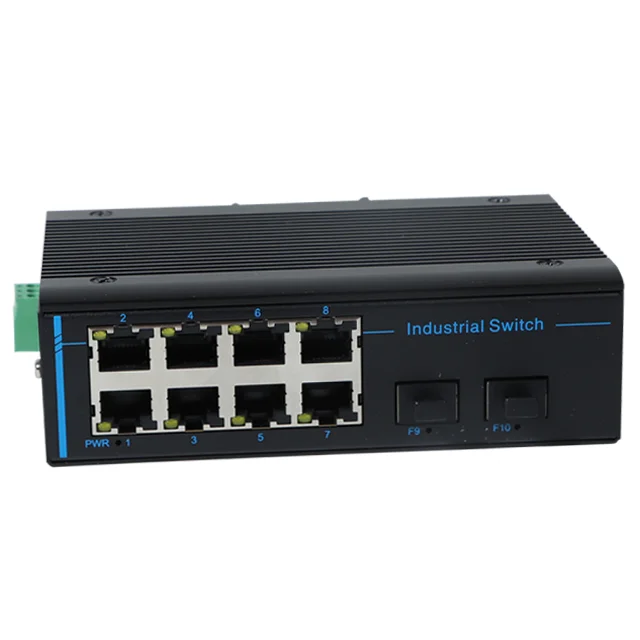 Фото Хит продаж: Промышленный медиаконвертер SFP в RJ45 Ethernet, 1000 Мбит/с, 8 сетевых портов, 2 SFP, для монтажа на DIN-рейку, оптическое волокно. №1