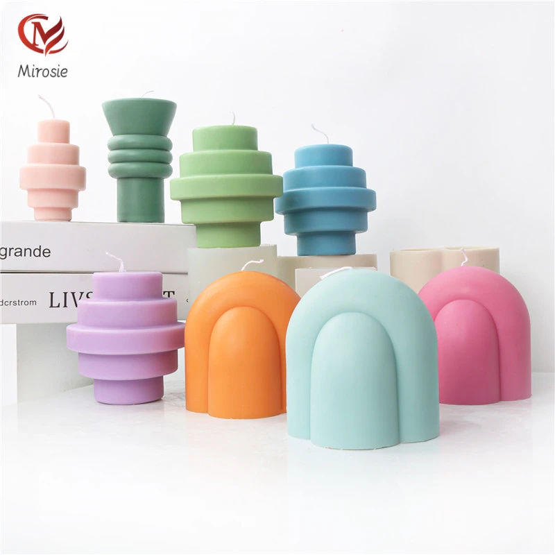 

Mirosie Five-layer Gyro Column Candle Mold Arch Geometric Aromatherapy Home Decoration Soap Plaster Mold Silicone Candle Mold