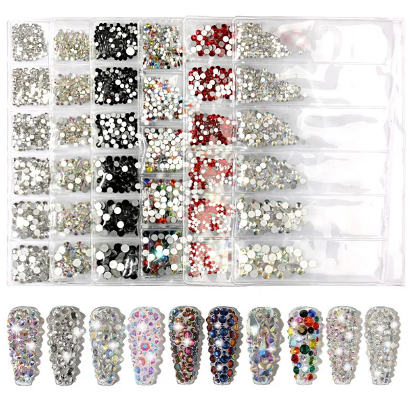 

SS4-SS16 Mix Sizes Mix Sizes Crystal Glass Nails Art Rhinestones For 3D Nail Art Rhinestones Decoration Gems