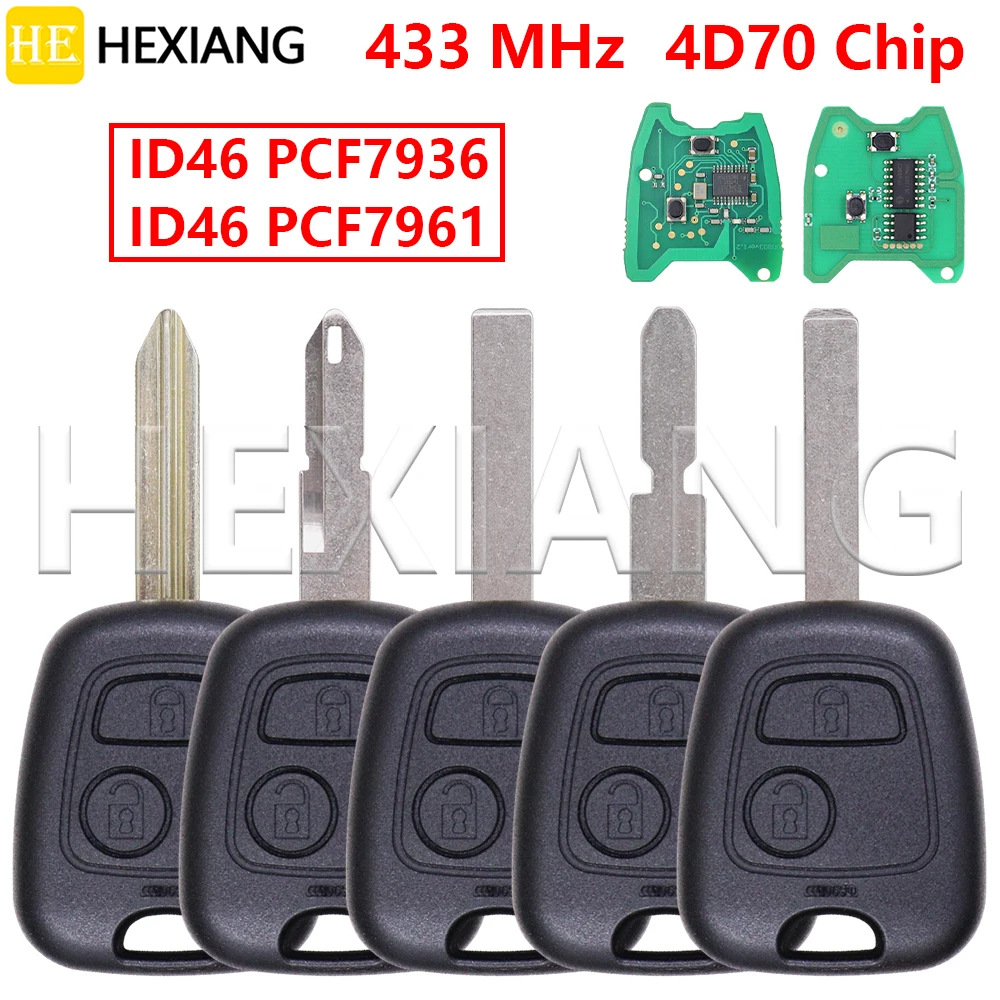 Фото Чип HE 4D70 433 МГц HU83/VA2/NE72/NE78/SX9 ID46 PCF7961 ID46 PC7936 Автомобильный ключ для Peugeot 107 206 207 306 307 C3 C4 C1 C2 2002-2012 №1