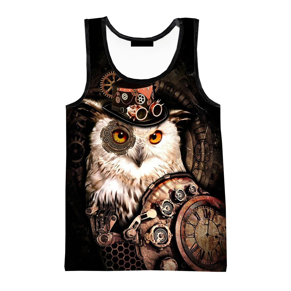 

2023 New Casual Harajuku Style Owl 3D Printed Tank Tops Unisex Trendy Streetwear Oversized Fashion Men's Clothing Ropa Hombre