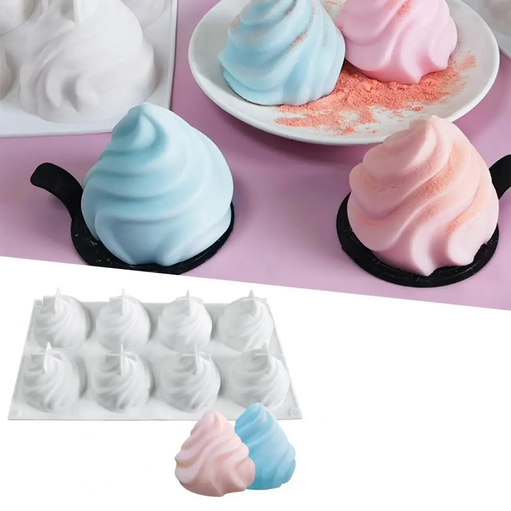 

Cake Mold Food Grade Non-stick 8 Cavity Spiral Shaped Mold Kitchen Bakeware