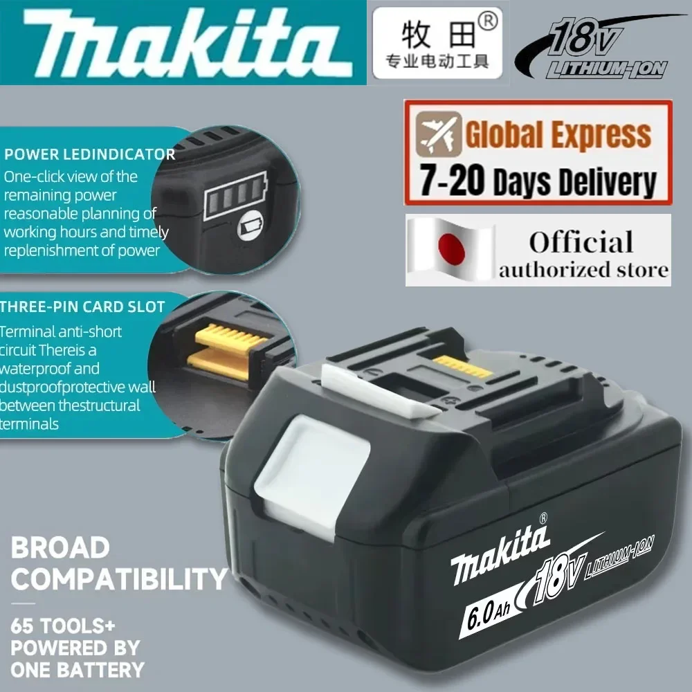 100% новый оригинальный аккумулятор Makita 18 В 6 Ач для инструмента MAKITA BL1830B BL1850B BL1850