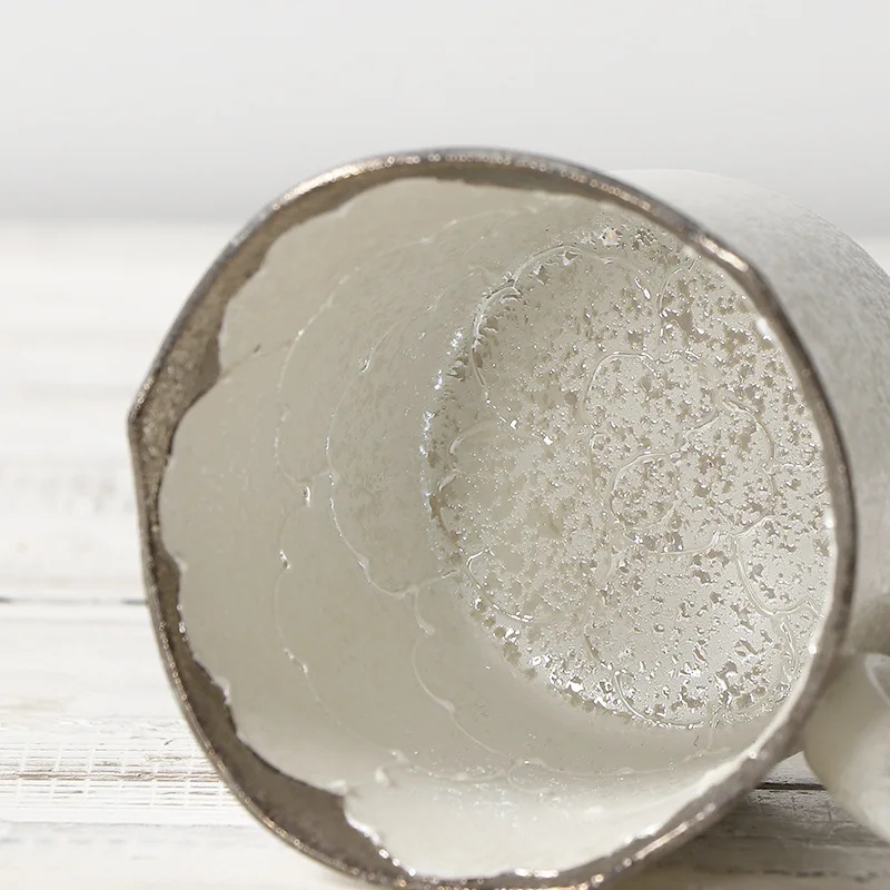 Японская печь Arita Yaku Bunshan Pearl White Glazed Sier Edged P Кофейная чашка Блюдо Чайник Кружка