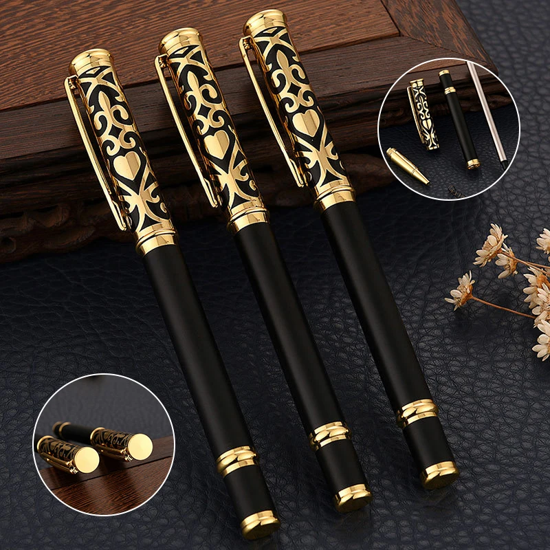 

0.5mm Metal Black Ballpoint Pens Business Luxury Signature Writing Pen Office Executive Supplies Stationery Classic Design