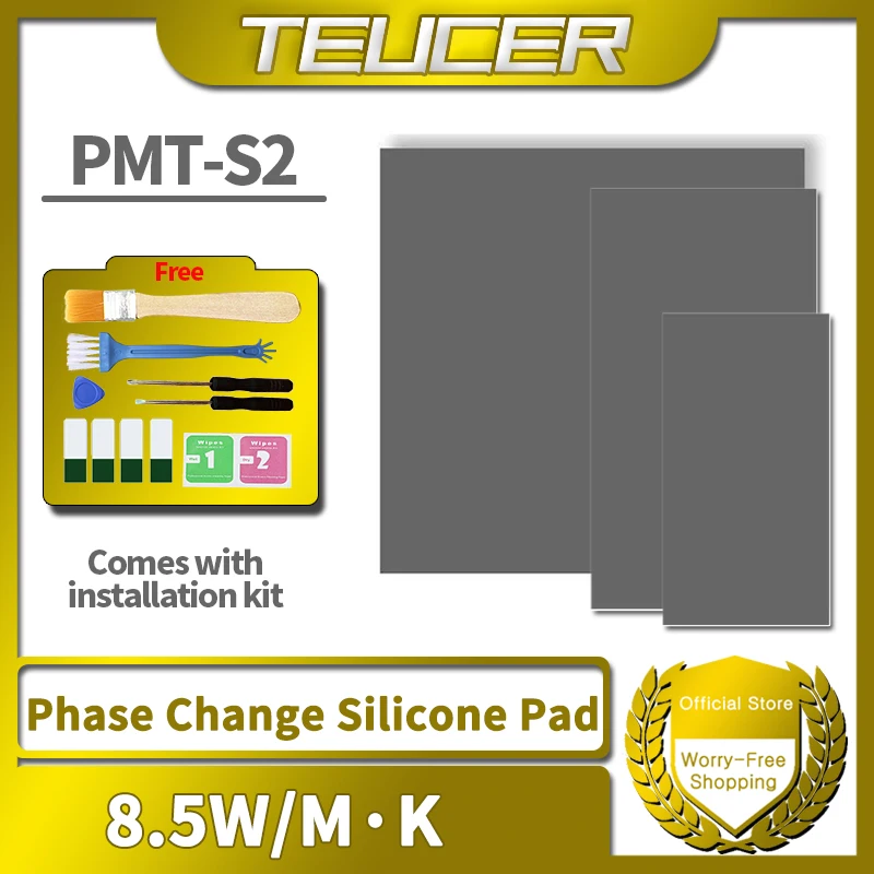 

TEUCER PMT-S2 Solid State Silicone Grease Phase Change Pad 8.5W/mk PC Laptop GPU CPU Cooler Thermal Conductivity Pad