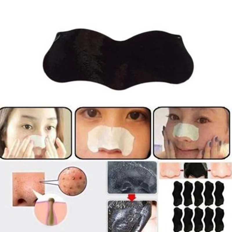 

10pcs Bamboo Charcoal Nasal Patch Acne Blackhead Remover Nose Strips Peel Off T Zone Stickers Cleansing Strips Nose Sticker Set