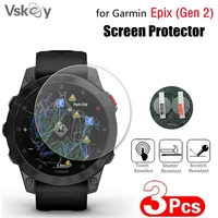 vskey 3pcs smart watch screen protector for garmin epix gen 2 round tempered glass anti scratch protective film