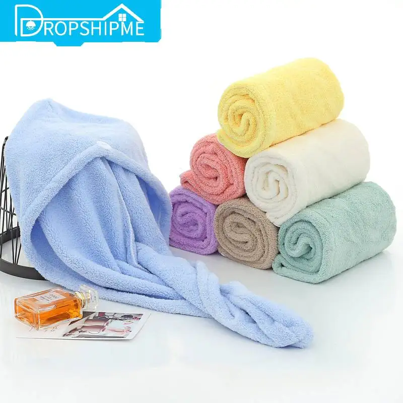 

Dropshipme Towel for Hair Quick Dry Head Towel Women Girls Bath Shower Cap Super Absorbent Microfiber Bathroom Accessories Sets