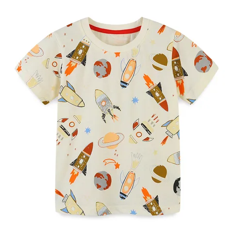 Детская хлопковая футболка TUONXYE с коротким рукавом и космическим принтом