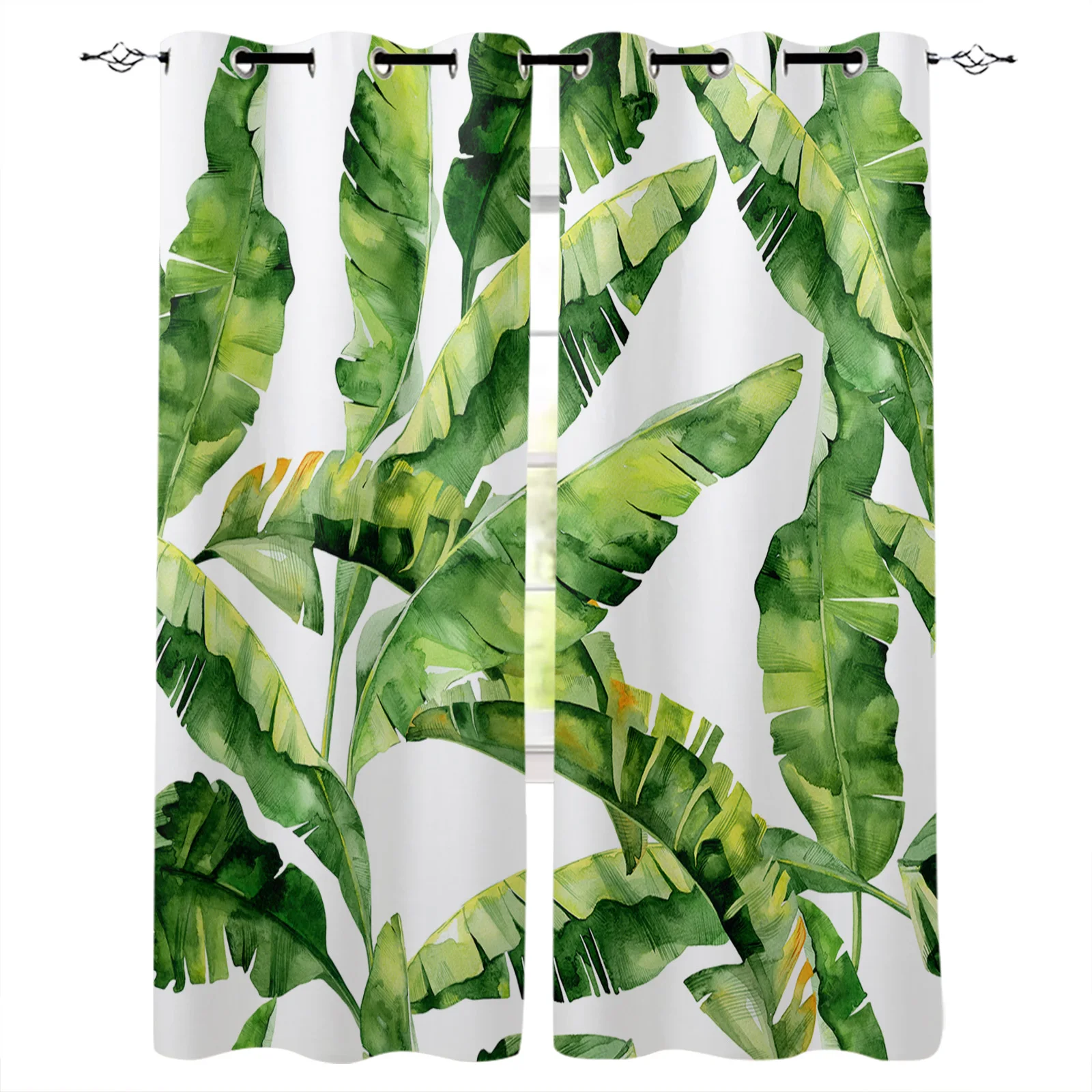 

Тропические листья, банановые, Пальмовые Листья, затемняющие шторы, оконные шторы для спальни, гостиной, декоративные оконные шторы