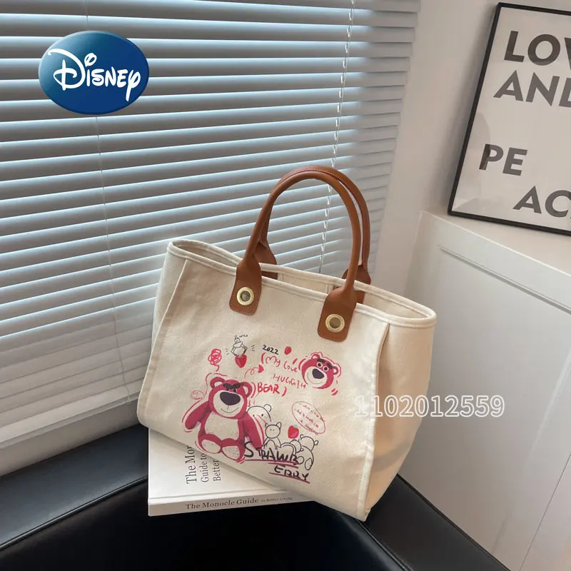 Disney Strawberry Bear 2022 New Handbag Cartoon Women's Bag Fashion Trend Women's Handbag Large Capacity Travel Storage Bag