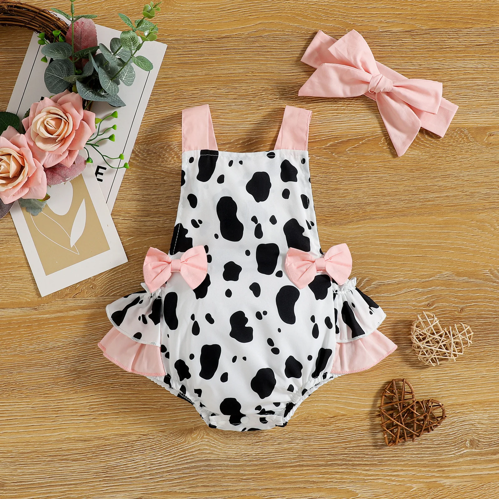 New Summer Clothes Set 0-18M Baby Girls Leopard Print Bow Skirt Romper+Headdress Newborn Toddler Lovely Baby Kid Girls 2Pcs Suit