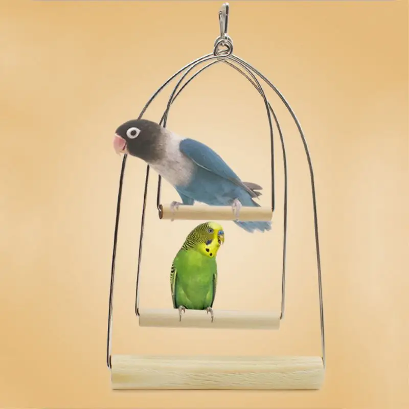 

Wooden Pet Birds U-shaped Perch Parrots Hanging Swing Bird Training Toys Stand Climbing Holder Birds Cage Decorative Pendant