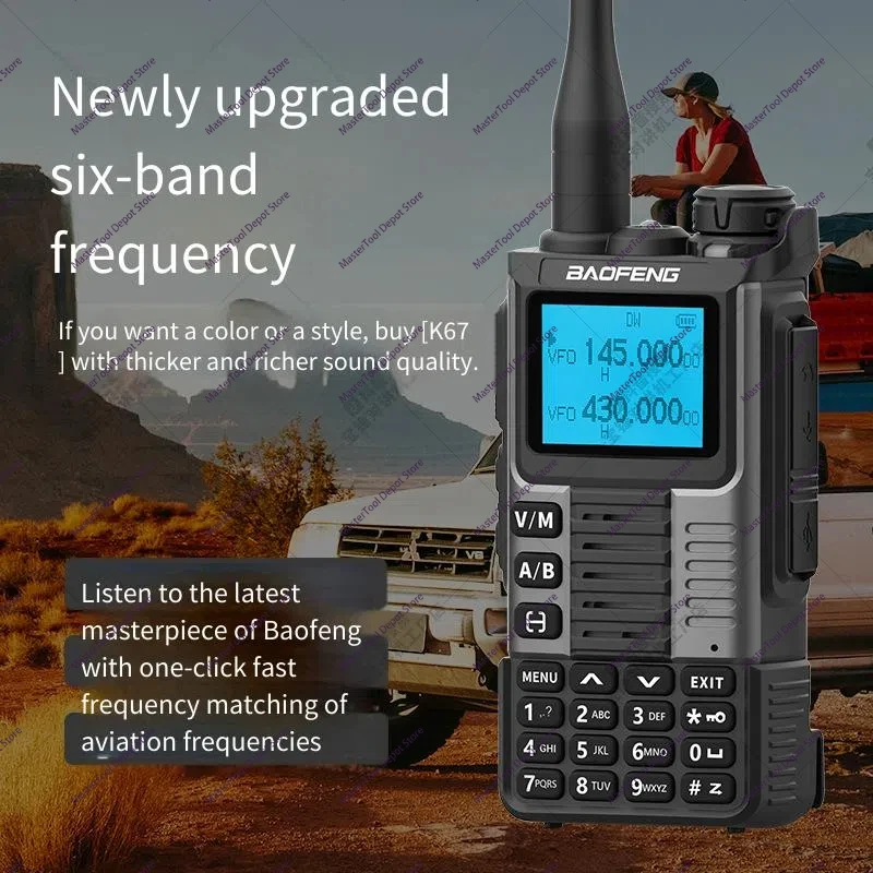 Фото K67 PRO Baofeng Air Band Walkie Talkie 65-600 МГц 640Ch Scrambler Dual Watch Freq Sweep Amateur FM VOX K67 PRO GMRS Двустороннее радио №2