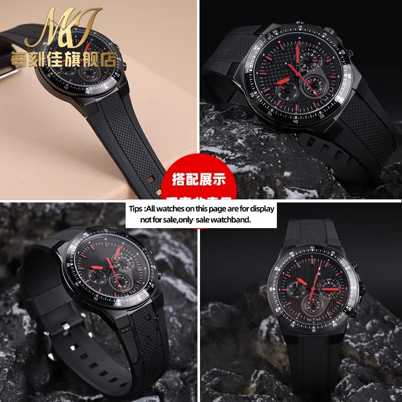 Черный высококачественный резиновый ремешок 20 мм для Casio EDIFICE EF-552 часов