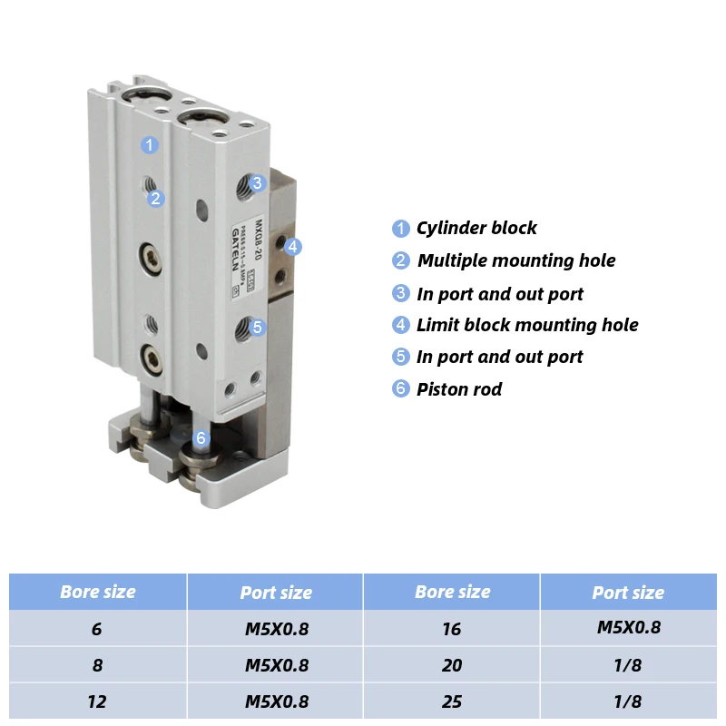 MXQ8 series air slide table dual rod rail pneumatic cylinder bore 8mm stroke 10-75mm MXQ8-10 MXQ8-20 MXQ8-50A/AS/AT/B/BS/BT
