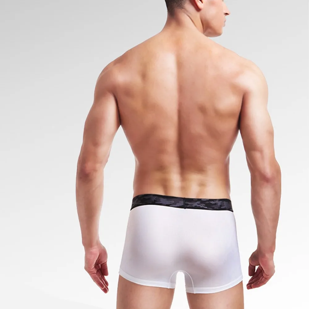

Men's Ice Silk Seamless Boxer Solid Soft Lingerie Sexy Breathable Transparent Briefs Comfy Pouch Pantie Ultra-thin Underwear New
