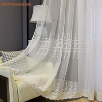 curtains for livingroom white floral sheer embroidered flower velvet bottom lace voile organza gazebo sliding door panel drapes