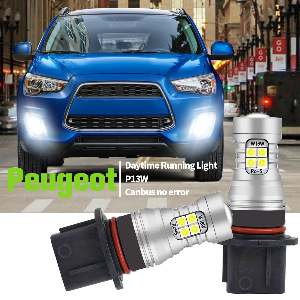 

2pcs LED Daytime Running Light P13W Canbus No Error DRL Bulb Lamp For Peugeot 4008 2012-2013 508 I 2010 2011 2012 2013 2014