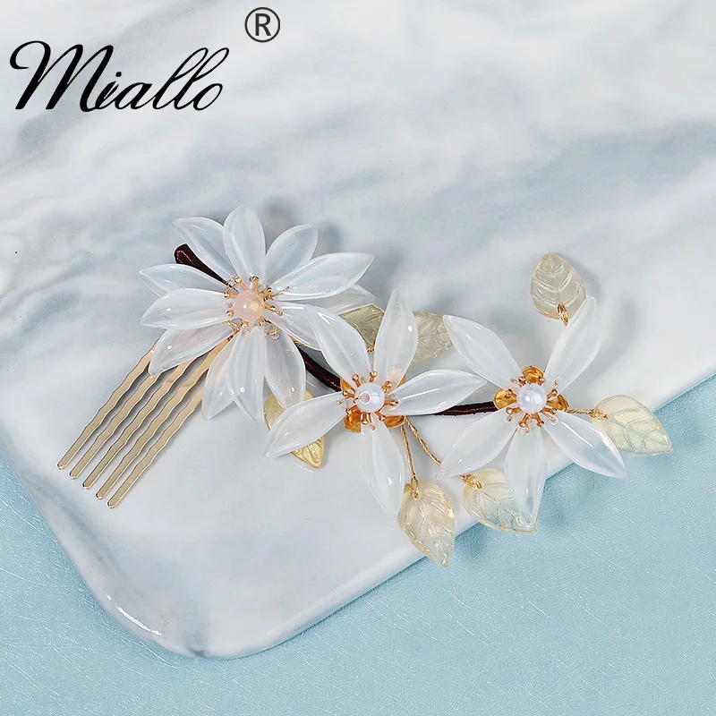 Женские заколки для волос ручной работы из смолы с цветком, свадебные аксессуары для волос, жемчужные украшения, вечерние заколки для невесты, подарок