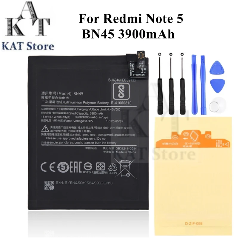 

Мобильный телефон Литий-полимерный аккумулятор для Xiaomi Redmi Note 5 BN45 3900 мАч, замена запасных частей