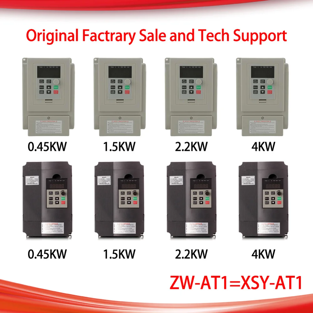 VFD Inverter 1.5KW/2.2KW/4KW Frequency Converter ZW-AT1 3P 220V/110V Output CNC Spindle Motor Speed Control XSY-AT1 wzw