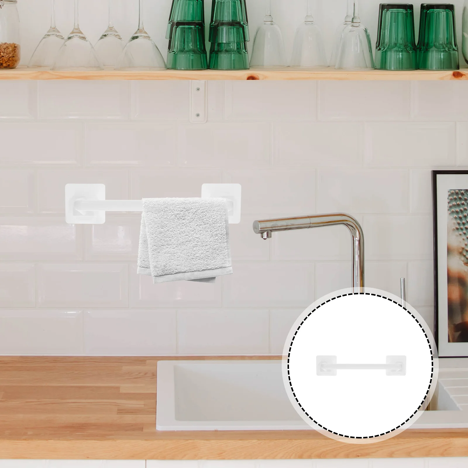 

Towel Bar Rack Wall Holder Bath Bathroom Hanger Kitchen Cloth Hand Shower Mounted Shelf Hanging Rod Storage Mount Dish Rail