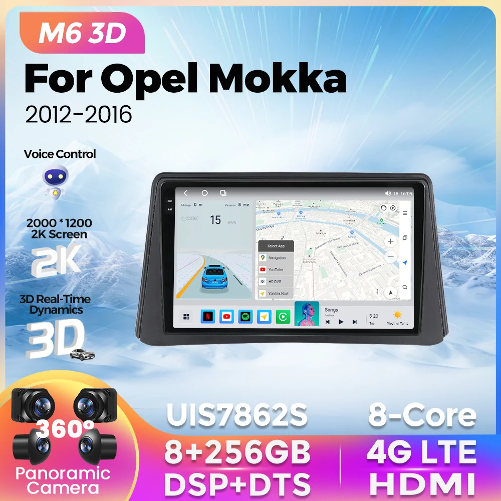 

M6 Pro 3D UIS7862S 8 ГБ + 256 ГБ Автомагнитола 2din для Опель Мокка 2012 - 2016 / Бьюик Энкор Android 12 навигация GPS мультимедийный видеоплеер