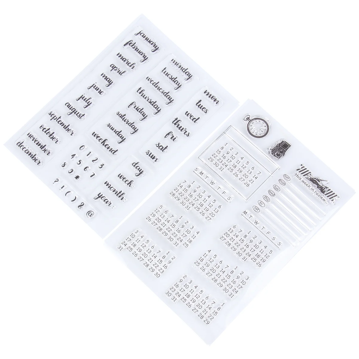 

2 Silicone Clear Stamps Seal Stamps Week Month Calendar Stamps for Photo Scrapbooking Making Album Book
