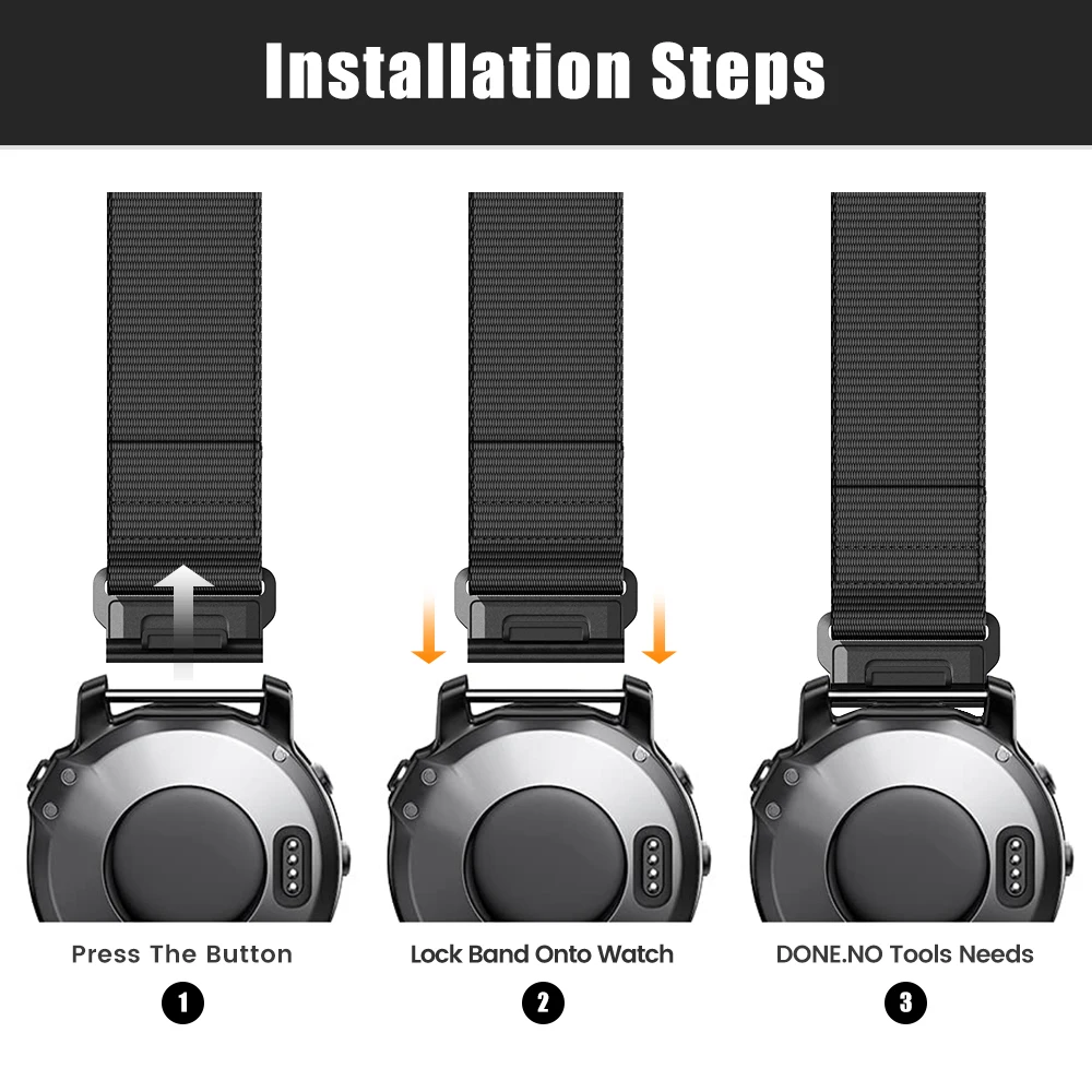 Tactix 22mm 26mm Sticky Braided Strap Fenix 7X 6X Pro 5X Nylon Strap 945 955 Instinct Quick Release Replacement wristband