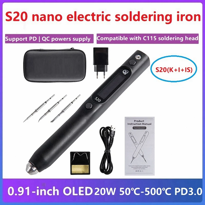 Электрический паяльник S20 (K+I+IS) Nano OLED 50 ℃ -500 совместимая с паяльной головкой C115