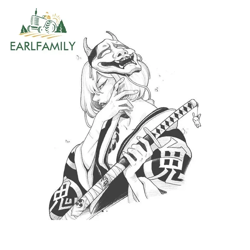 

EARLFAMILY 13 см × 7,8 см для воина, Самурайской девушки, они, маска, автомобильные наклейки, простые технические, устойчивые к царапинам этикетки для серфинга