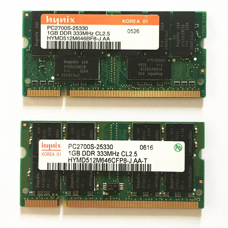 HYNIX DDR1RAMS 1 ГБ 333 МГц память для ноутбука sodimm PC2700S 1 ГБ DDR 333 МГц CL2.5 1 шт.